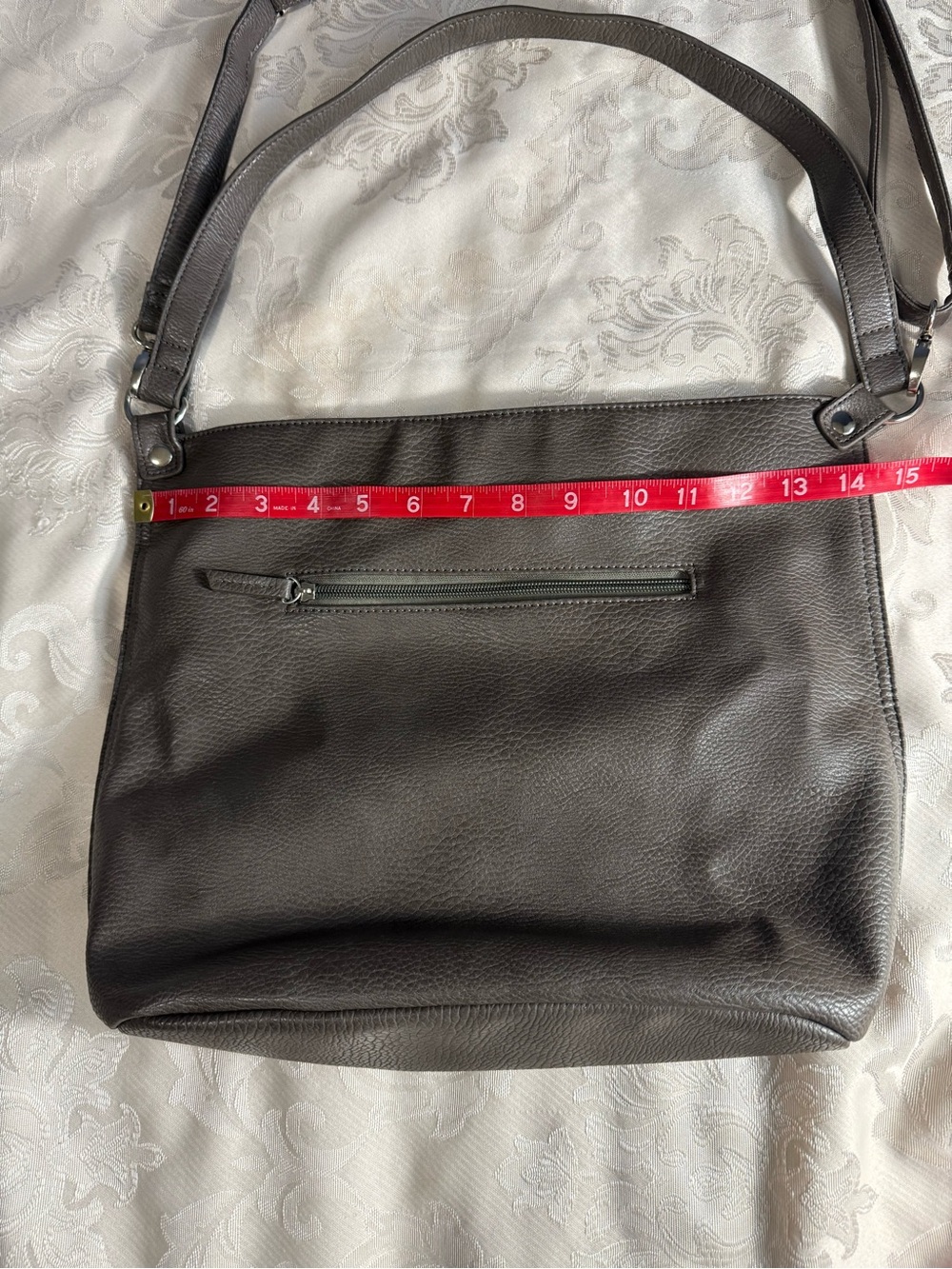 Roots Hobo Shoulder Bag Gray Taupe Large Everyday Purse - Picture 9 of 16